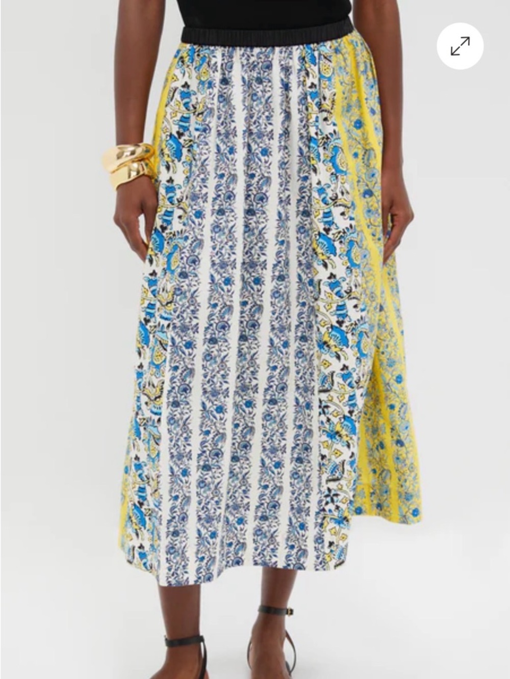 Tuckernuck Blue, Yellow and White Paneled Maxi Skirt